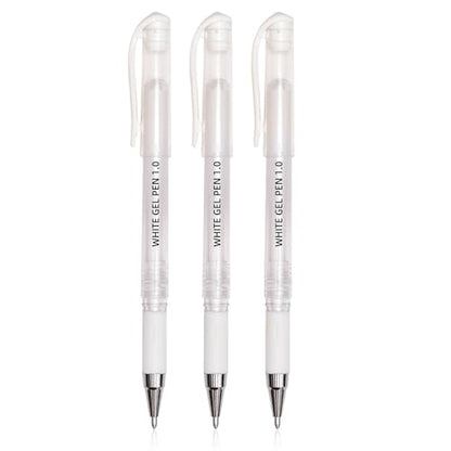 White Gel Pen Set, 1.0mm Opaque Ink, White Ink Pens - color: White