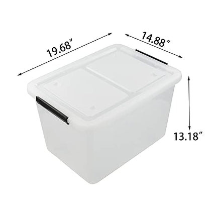 Asking 4-Pack Clear 50 L Storage Boxes, Plastic Storage Bins with Wheels - size: 50 L