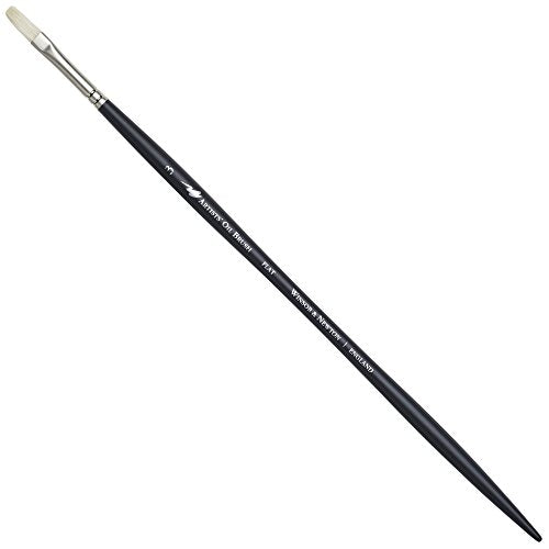 Winsor & Newton Artists' Oil Hog Paint Brush, Long Handle Size 3, Flat - size: #3, style: Flat