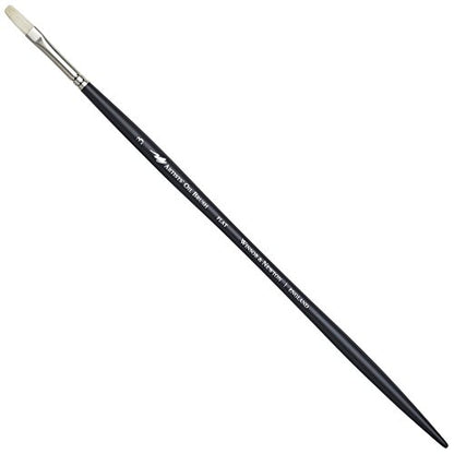 Winsor & Newton Artists' Oil Hog Paint Brush, Long Handle Size 3, Flat - size: #3, style: Flat