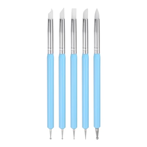 HARFINGTON 5 Pcs Silicone Clay Sculpting Tool Rubber Tip Light Blue - color: Light Blue