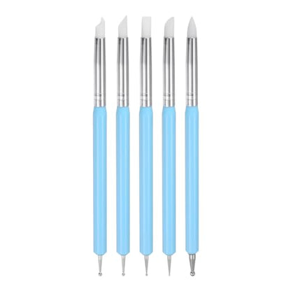 HARFINGTON 5 Pcs Silicone Clay Sculpting Tool Rubber Tip Light Blue - color: Light Blue