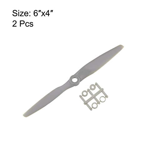 uxcell RC Propellers CW 6x4 Inch 2-Vane for Airplane Nylon Gray 2Pcs with Adapter Rings - size: 6x4 inch