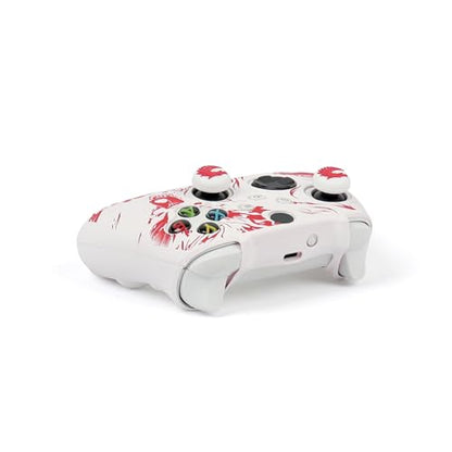 Wolf Controller Skin Compatible with Xbox Series X Wireless Controller, RALAN Protector Case， Customised Thumb Grips Cap - color: Wolf white Red