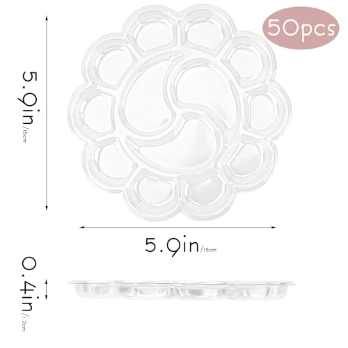 SHIDOW 13-Well Disposable Paint Palette Trays, Clear Plastic, 50 Pcs - color: 13 Well