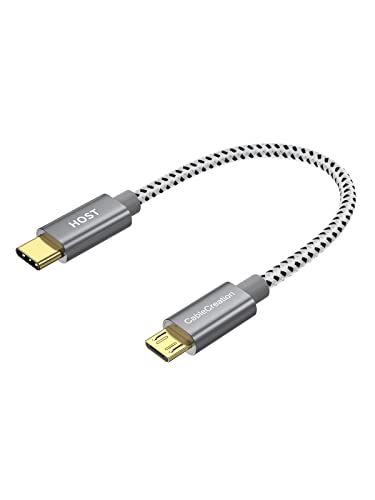 CableCreation Short Braided USB C to Micro USB Cable, 480Mbps 0.65 FT/ 0.2M - size: 0.65FT, style: Cotton braided