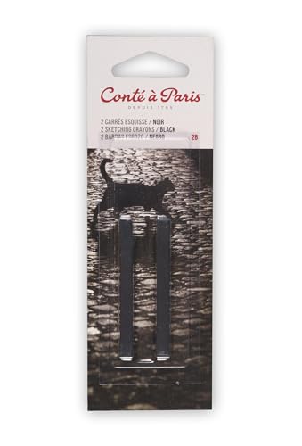 Conté à Paris Sketching Carré Crayons, 2 Pack, Black 2B (2460 / 2B) - style: Black 2B