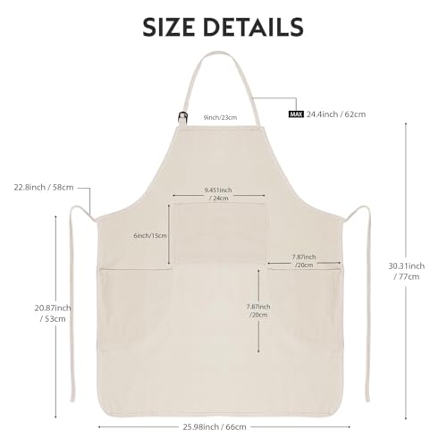 Painting Apron for Men and Women, Professional Cotton Canvas Bib
