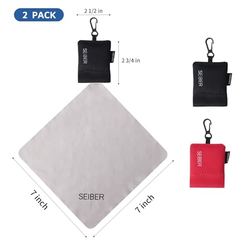 Seiber Microfiber Eyeglass Cleaning Cloth with Neoprene Pouch,2PCS, BKRED - color: Bk Red-(2pack)