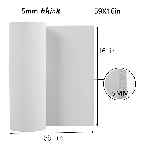AMZQNART 5mm EVA Foam Sheets Rolls for Crafts White Cosplay Foam 16x59in - color: 16×59in White, size: 5mm-Thick