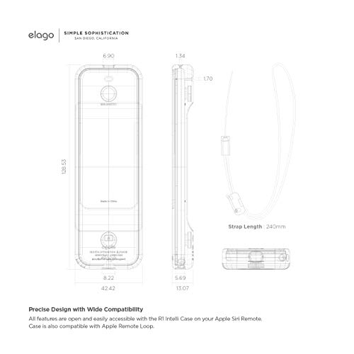 elago R1 Intelli Case for Apple TV 4K Siri Remote 1st Gen - color: Lavender Grey