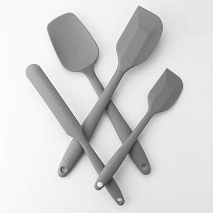4-Piece Silicone Spatula Set with Stainless Steel Core, Gray - color: Gray