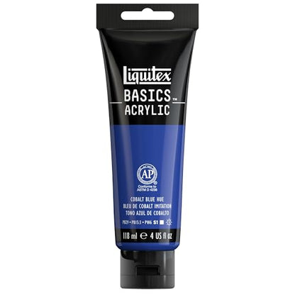 Liquitex BASICS Acrylic Paint, 4-oz Tube, Cobalt Blue Hue - color: Cobalt Blue Hue, size: 4 Fl Oz (Pack of 1)