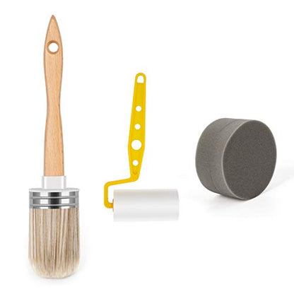 Tool Trio, Paint Brush, Roller, Sponge, All The Tools You Need to Apply Finish All in One Paint Yellow
