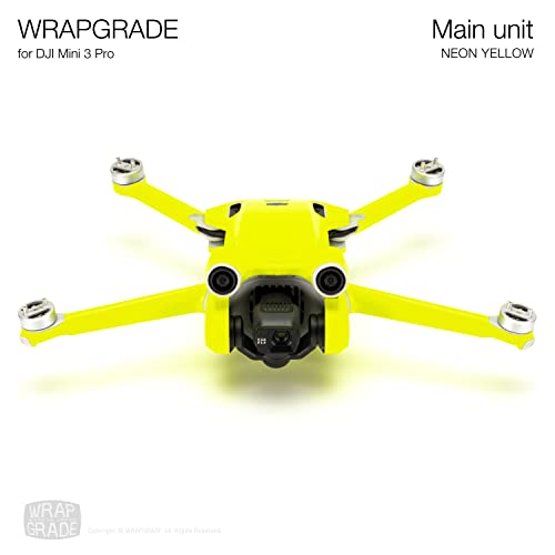 WRAPGRADE Skin Stickers compatible with DJI Mini 3 Pro | Main Unit (NEON YELLOW) - color: Neon Yellow