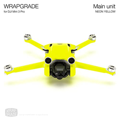 WRAPGRADE Skin Stickers compatible with DJI Mini 3 Pro | Main Unit (NEON YELLOW) - color: Neon Yellow