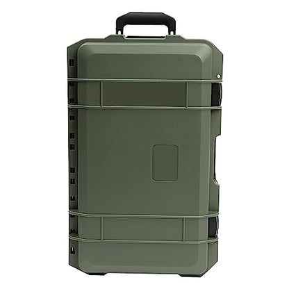 Waterproof Travel Camera Hard Case, 22” x 14” x 9” Camera Large Protective Hard Camera Case with Customizable Foam Large Rolling Lockable Hard Storage Case for Cameras, Drones. (Green) - color: Green