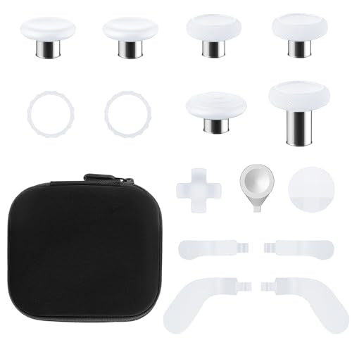 TOMSIN Thumbsticks&Paddles for Xbox Elite Series 2 Core Robot White,15 In 1 Accessories Pack with Case for Xbox Elite 2 Controller,6 Metal Thumbsticks,4 Paddles,2 D-pad,Protection Rings (Robert White) - color: Robot White