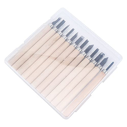 12Pcs Wood Carving Tools, Steel Wood Carving Knife Set, Whittling Knife with Plastic Storage Box, Versatile Whittling Kit for Beginners Carving Rubber, Linoleum Blocks