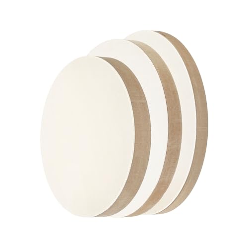PATIKIL 6" 8" 10" Wood Panels Board, Unfinished Round Art Wood Canvas Panel Painting Boards for DIY Craft Painting Use, Wood Color - size: 6" 8" 10"