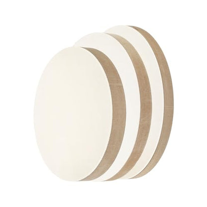 PATIKIL 6" 8" 10" Wood Panels Board, Unfinished Round Art Wood Canvas Panel Painting Boards for DIY Craft Painting Use, Wood Color - size: 6" 8" 10"