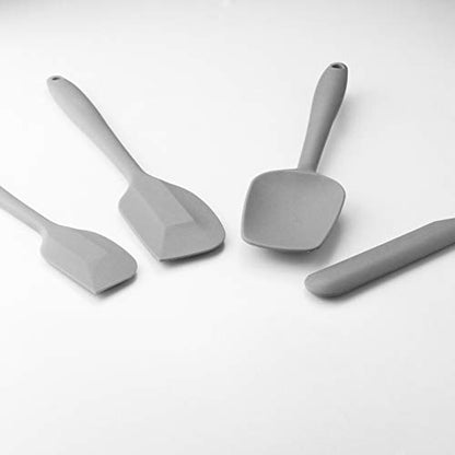 4-Piece Silicone Spatula Set with Stainless Steel Core, Gray - color: Gray