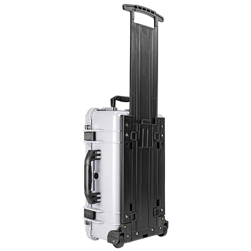 Eylar 22" Carry-On Travel Roller Gear, Camera, Drones, Tools, Equipment Hard Case Waterproof with Foam (White) - color: White