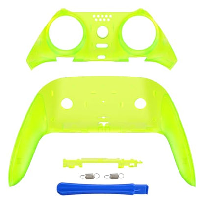 eXtremeRate Top Bottom Decorative Trim Shell Compatible with p s 5 Edge Controller DIY Replacement Front Back Clip Shell, Custom Clear Lime Green Plates Cover Compatible with p s 5 Edge Controller - color: Clear Lime Green