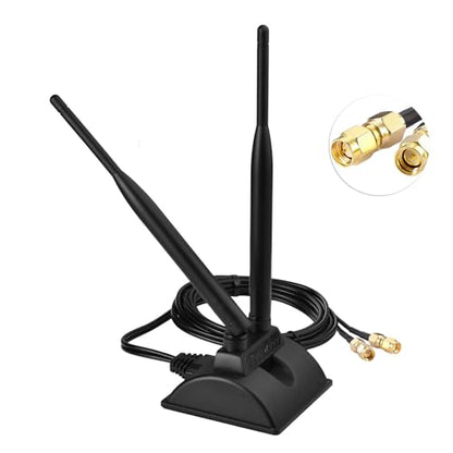 Eightwood Dual Band RP-SMA WiFi Antenna with 2-Pack SMA Male Adapter