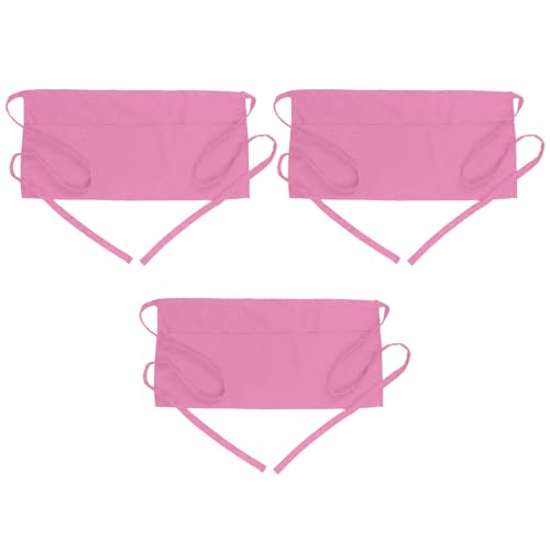 BOHARERS 3 Pack Pink Waitress Aprons - Women Server Apron Waiter Server Short Aprons 24x12 Inches - color: 3 Pack Pink