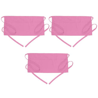 BOHARERS 3 Pack Pink Waitress Aprons - Women Server Apron Waiter Server Short Aprons 24x12 Inches - color: 3 Pack Pink
