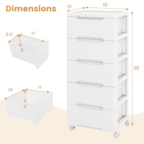 LOKO 6-Drawer Plastic Rolling Storage Cart (16"x13"x38") - size: 16”x13”x38” (6 Drawers)