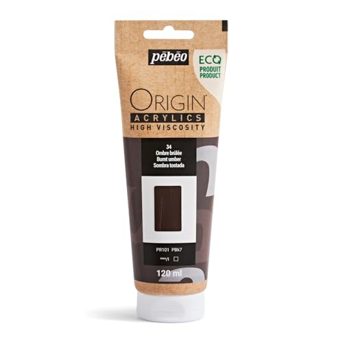 PEBEO Origin Acrylics 120ml Matte Acrylic Paint, Burnt Umber - color: Burnt Umber