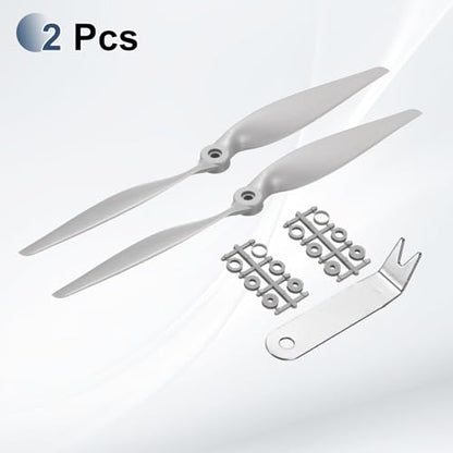 MECCANIXITY 12x6 Inch RC Propellers, 2-Vane Blades Prop Replacements Gray High Speed Propeller with Adapter Rings & Prop Wrench for RC Airplane Drones, Pack of 4 - size: 12" x 6"