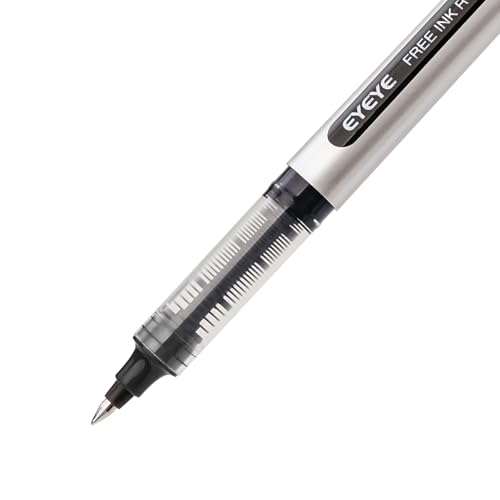 EYEYE Black Pens Pack of 12, 0.5mm Extra Fine Point Roller Ball Pen - color: Black