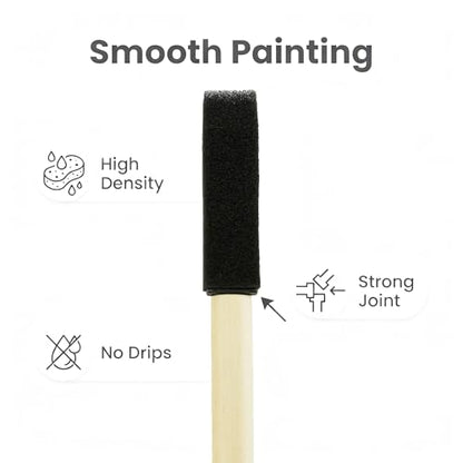 50pcs 1/2" Foam Brush with High Density Foam, mini Foam Brush - size: 1/2 inch 50pcs