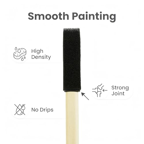 50pcs 1/2" Foam Brush with High Density Foam, mini Foam Brush - size: 1/2 inch 50pcs