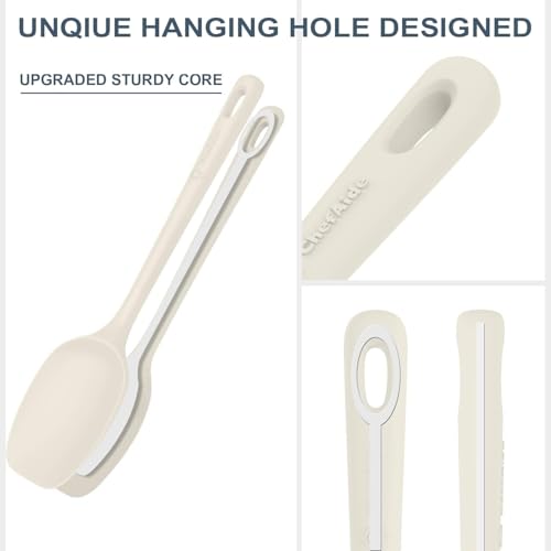ChefAide 5 Pieces Silicone Spatulas Set, Heat Resistant Rubber Spatula - color: Cream White, size: 5 pieces