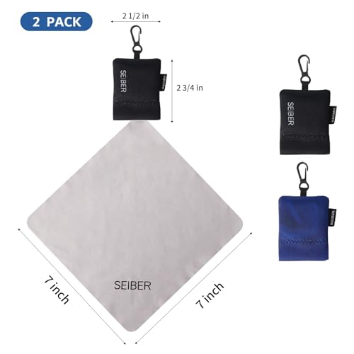 SEIBER Microfiber Eyeglass Cleaning Cloth,with Neoprene Pouch,2PCS, BK Blue - color: Bk Blue-(2pack)