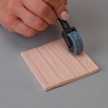 Sculpey Tools: Texture Wheel Set - 4 Designs: Rope-Vine-Feather Stitch-Pearl, Tool Rolls Patterns Into Clay, Ergonomic Handle, DIY Crafts Supplies