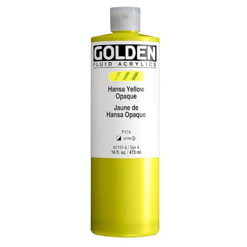 GOLDEN Fluid Acrylics, Hansa Yellow Opaque, 16 fl. oz. Bottle