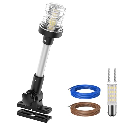 Obcursco Boat Stern Light, Bimini Top LED Anchor Light, Boat Accessories - size: 9''Horizontal Swing