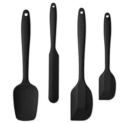 4-Piece Silicone Spatula Set with Stainless Steel Core, Black - color: Black