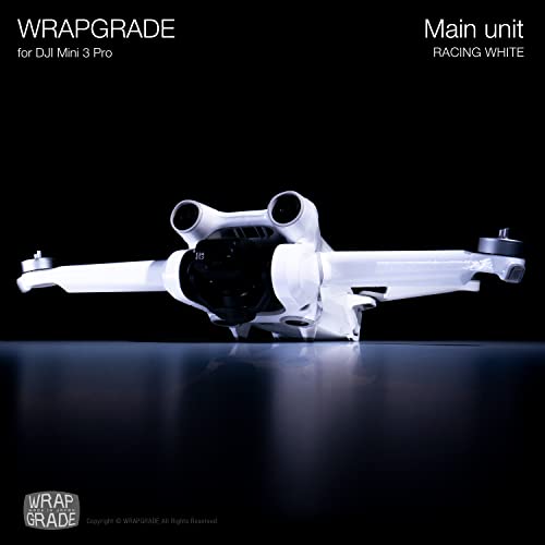 WRAPGRADE Skin Stickers Compatible with DJI Mini 3 Pro | Main Unit (Racing White) - color: Racing White