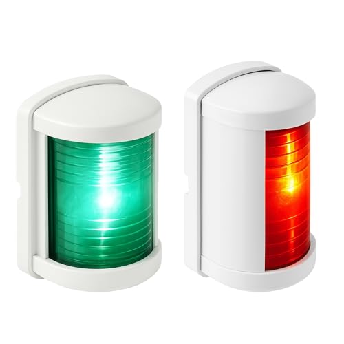 SEAFLO 11 Series Mini Sized LED Green Starboard & Red Port Navigation Light 12V, 1W, IP67 Waterproof, 2NM Visibility for Boats Under 65 ft (20m) 4-Year Warranty (Combo/White) - color: Individual Port and Starboard (Red & Green), size: Mini, style: White