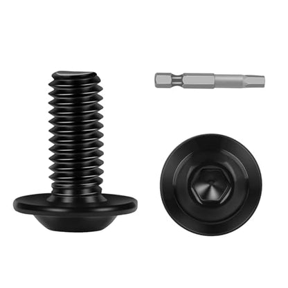 100-Piece M3-0.5 x 10mm Flange Button Head Screws - Black 304 Stainless Steel Socket Head Screws, Allen Hex Drive & Bit Included, Full Thread Machine Bolts - size: M3 x 10mm