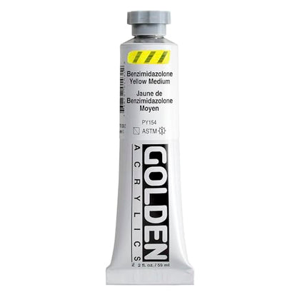 GOLDEN Heavy Body Acrylics, Benzimidazolone Yellow Medium, 2 fl. oz. Tube