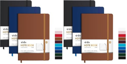 ViVin 6 Pack A5 Hardcover Lined Notebook,192 pg College Ruled 5.5x8.3 - color: Black+navy+brown, size: 6 Pack