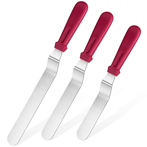 U-Taste Offset Icing Spatula Set, Cake Frosting Spreader, 6/8/10in, Red - color: Red (6", 8", 10")