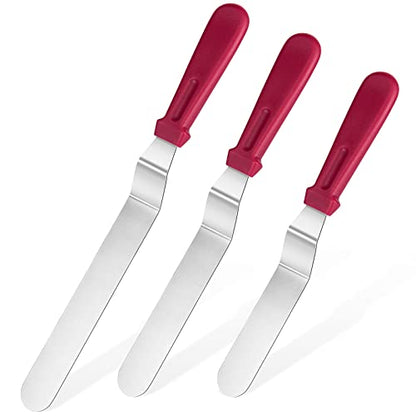 U-Taste Offset Icing Spatula Set, Cake Frosting Spreader, 6/8/10in, Red - color: Red (6", 8", 10")